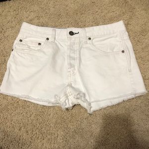 Free people white denim button up shorts